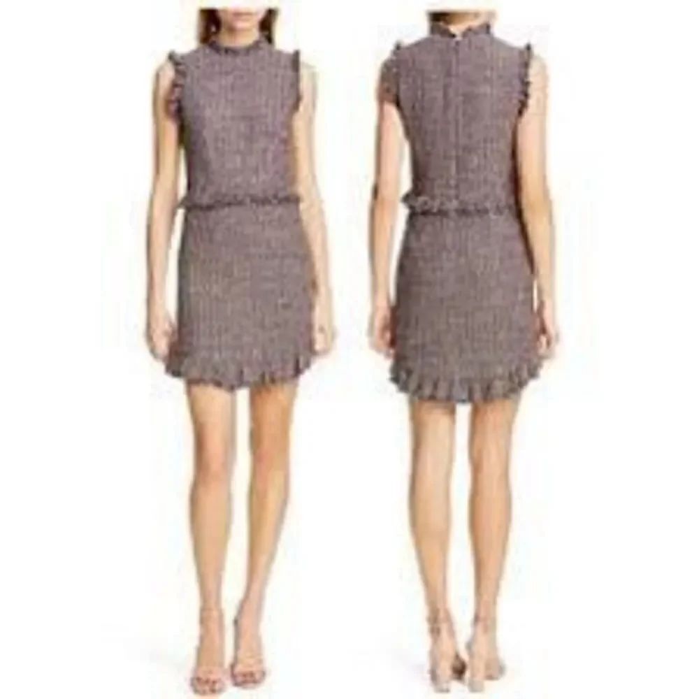 Rebecca Taylor Frayed Ruffle Tweed Dress Size 8